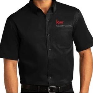 Port Authority Black Men's Casual Button Down Shirt Keller Williams